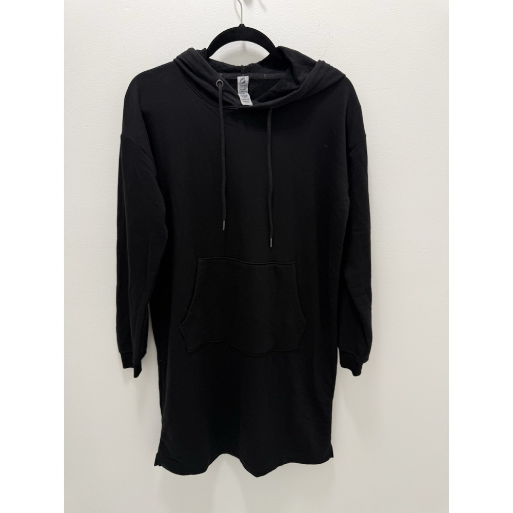 Lou & Grey Black Hooded Sweatshirt Dress Small Pullover Pocket Casual NWT Comfy